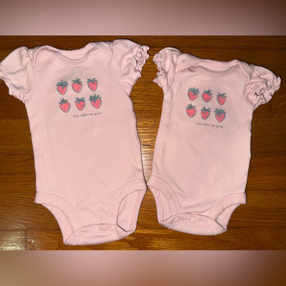 Pink Baby Onesies with Strawberry Print - Bundle